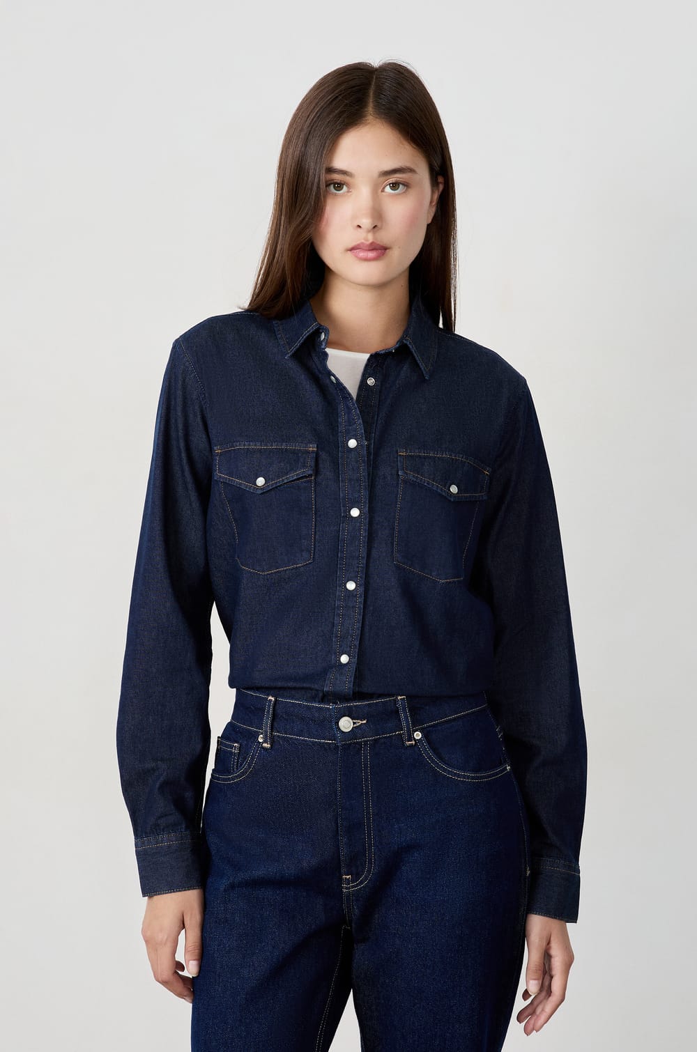 Chemise effet denim;${refinementColor}