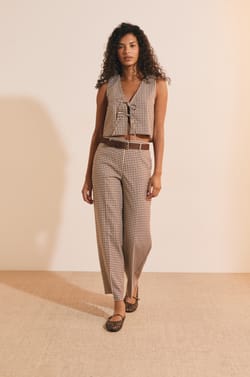 Pantalon &agrave; carreaux;${refinementColor}