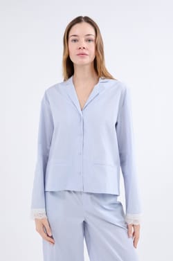 Chemise de pyjama à manches longues à rayures;${refinementColor}