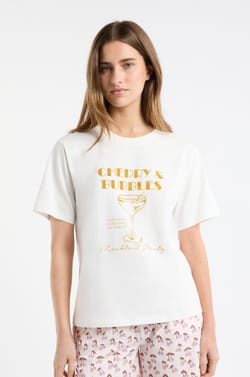 Pyjama-T-Shirt aus Baumwolle mit Mocktail-Print;${refinementColor}