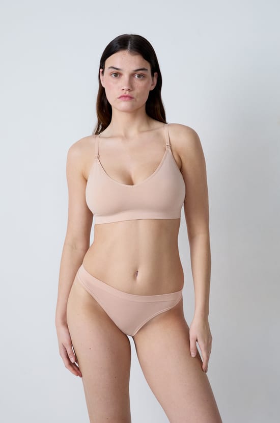 Maternity cotton bralette with nursing clips;${refinementColor}