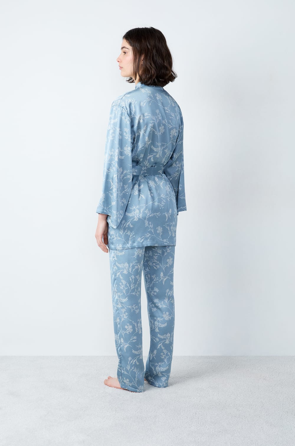 3-Piece Printed Satin Pajamas;${refinementColor}