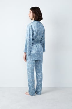 3-Piece Printed Satin Pajamas;${refinementColor}