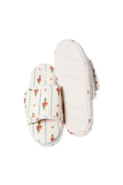 Chaussons tongs en coton &agrave; motifs fleurs;${refinementColor}