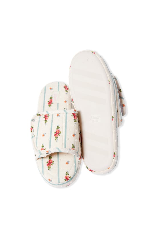 Chaussons tongs en coton &agrave; motifs fleurs;${refinementColor}