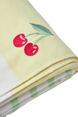 Fouta en coton &agrave; rayures &agrave; motif cerise;${refinementColor}