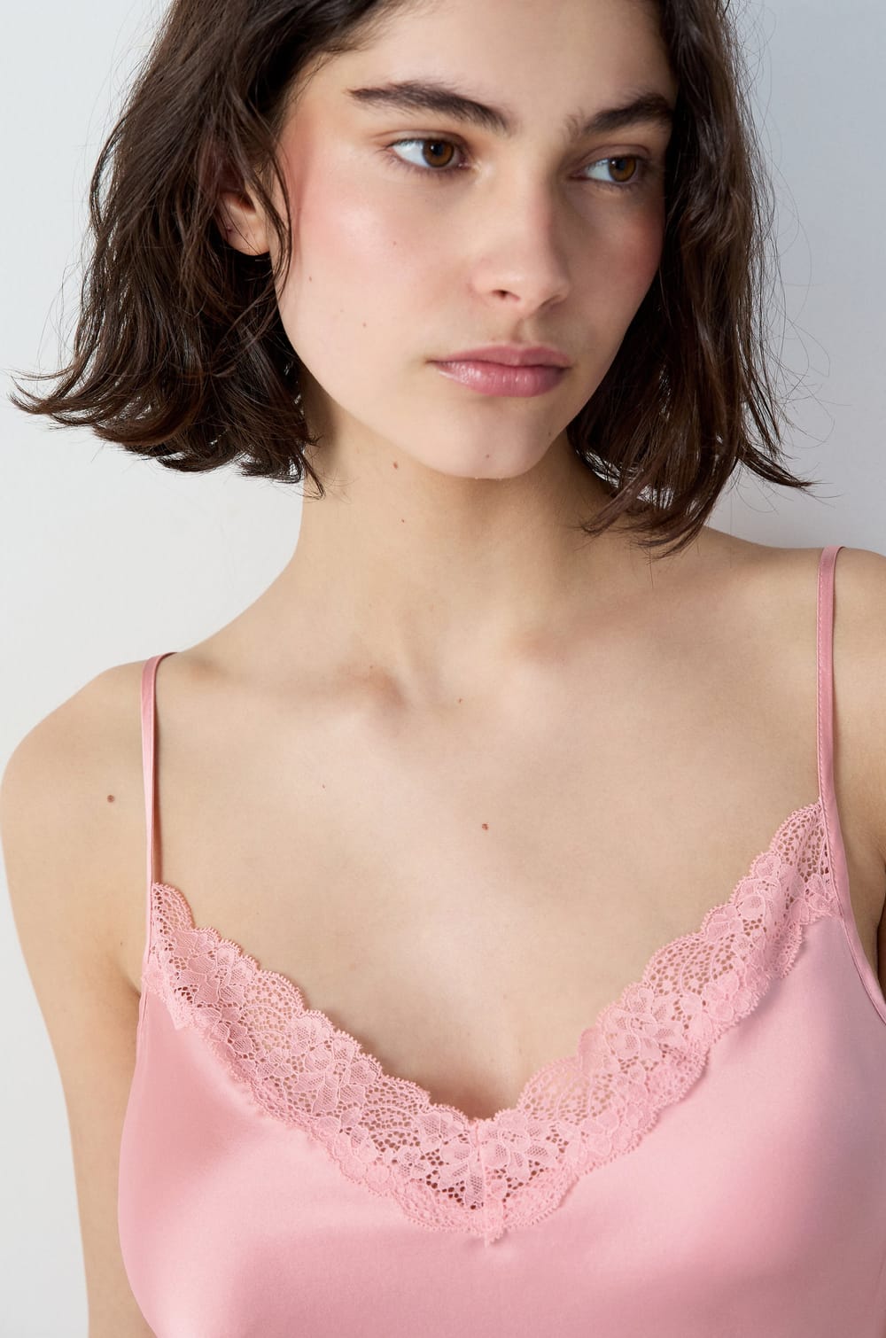 Silk Camisole with Lace Details;${refinementColor}