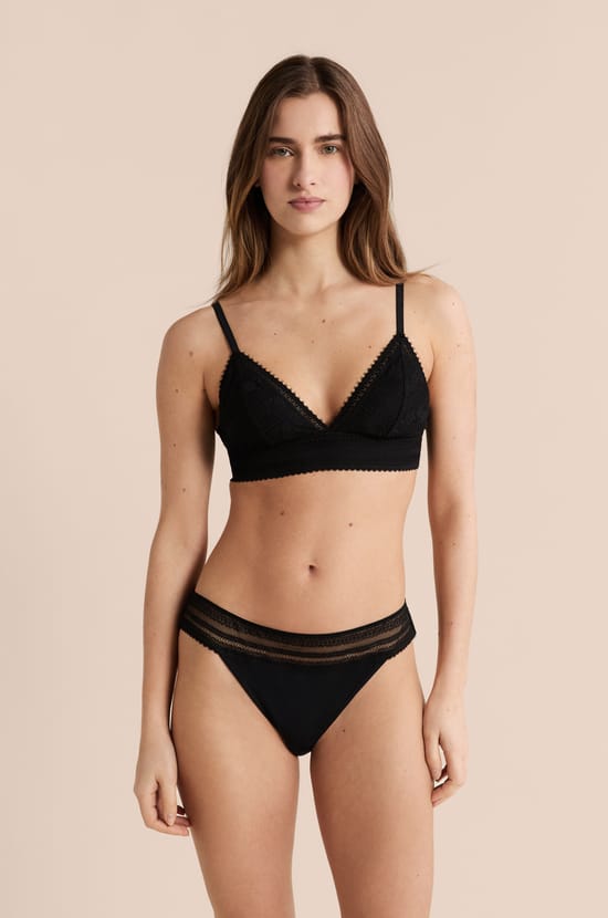 Culotte en dentelle et microfibre;${refinementColor}