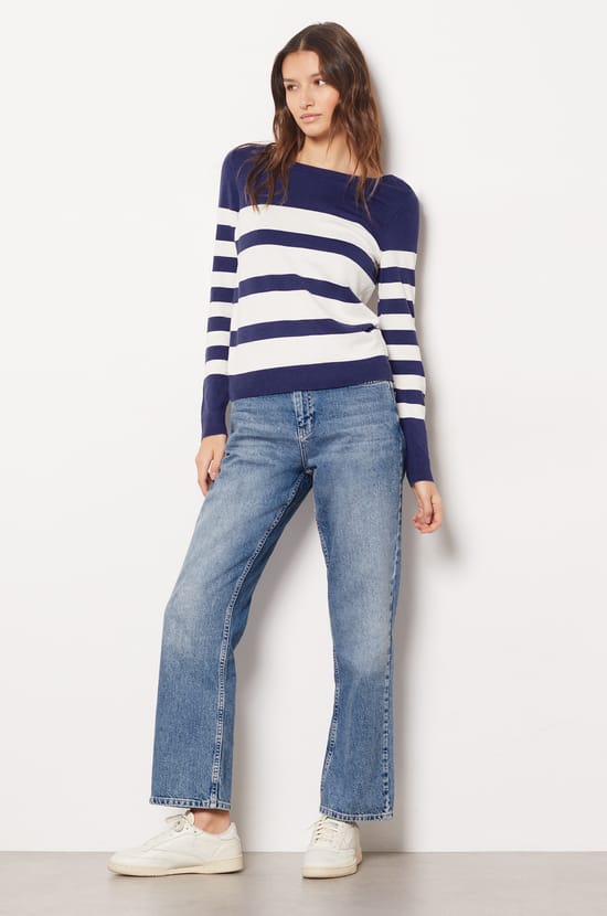 Breton Sweater with Boat Neck and Button Details;${refinementColor}