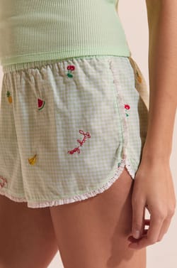 Short de pyjama en coton &agrave; motifs fruits;${refinementColor}