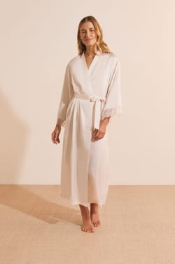 Satin Robe with Lace Details;${refinementColor}