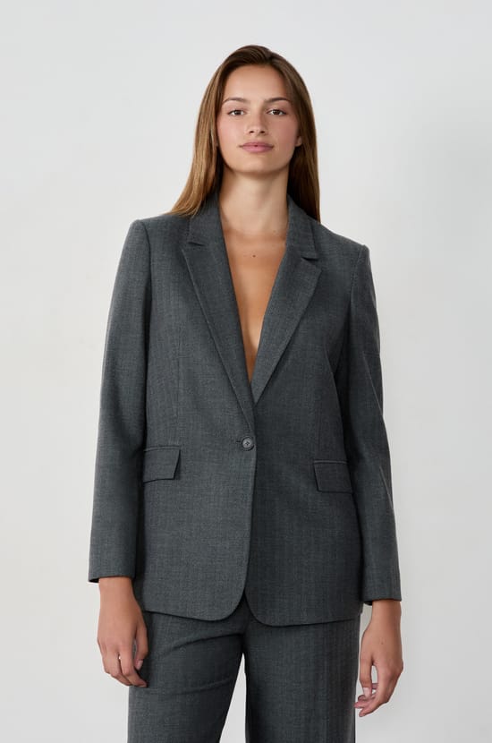 Blazer jacket with buttons;${refinementColor}