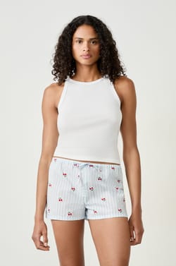 Cotton pyjama shorts with patterns;${refinementColor}
