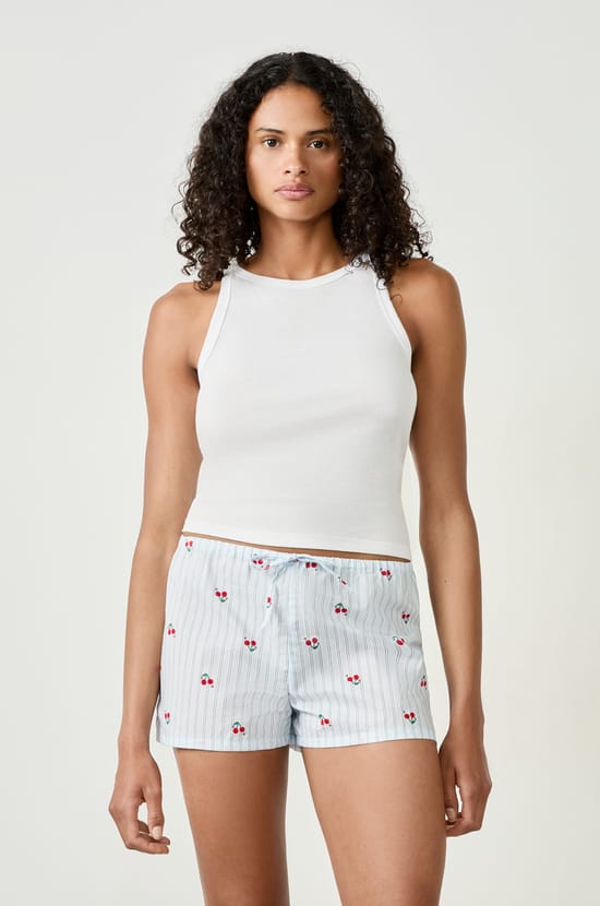 Short de pyjama en coton à motifs;${refinementColor}