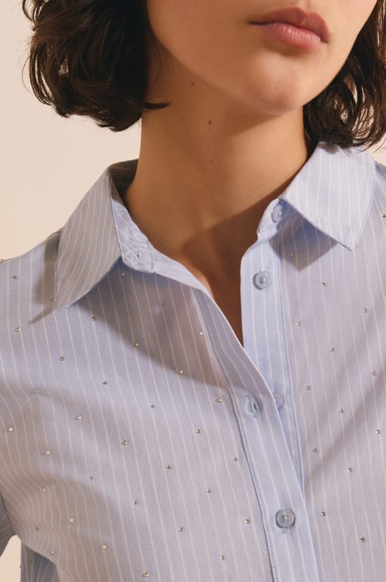 Chemise &agrave; rayures avec coton;${refinementColor}