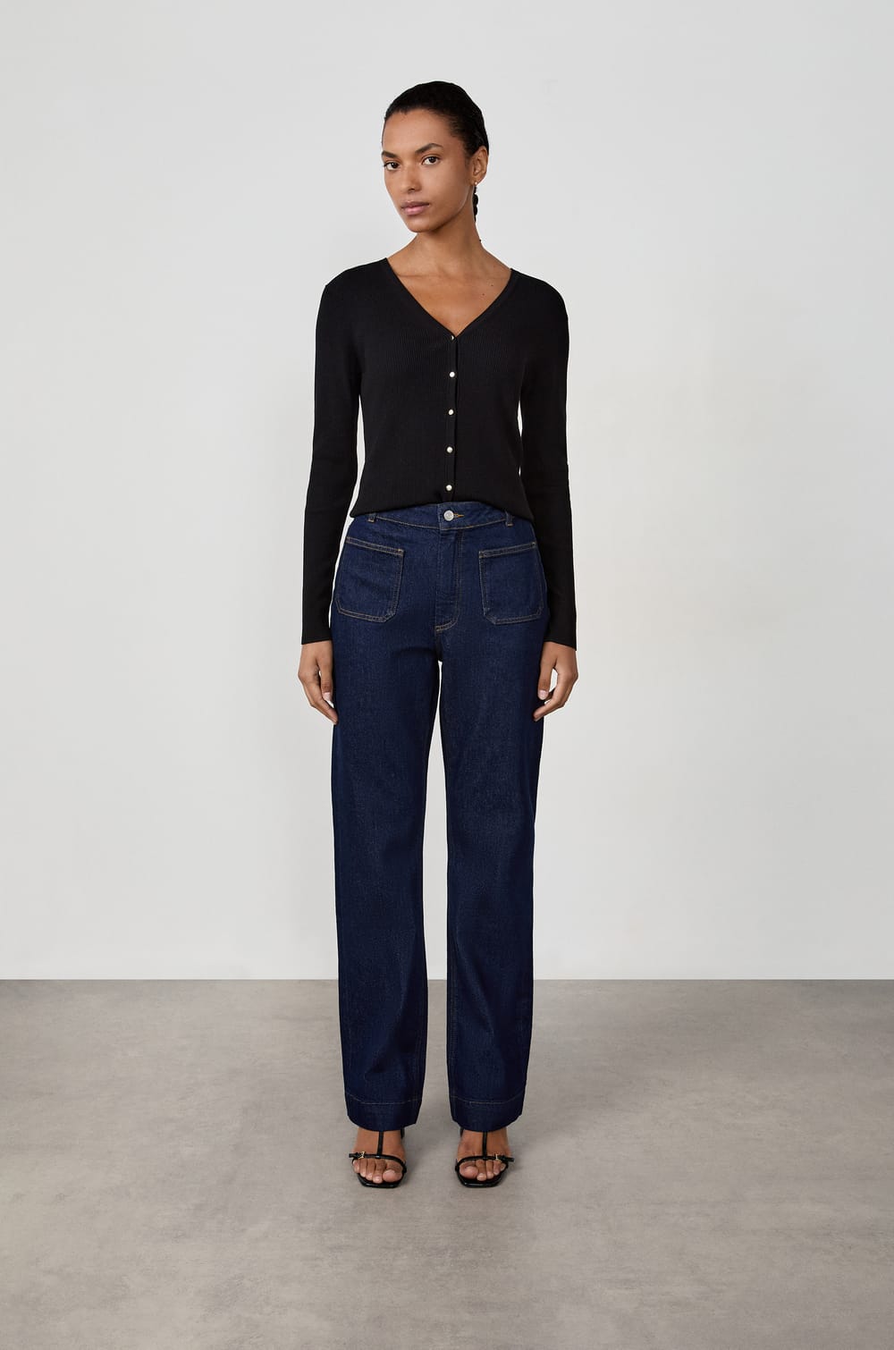Gilet manches longues en maille fine;${refinementColor}