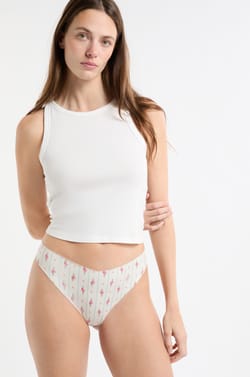 Tanga en microfibre sans couture &agrave; motifs;${refinementColor}