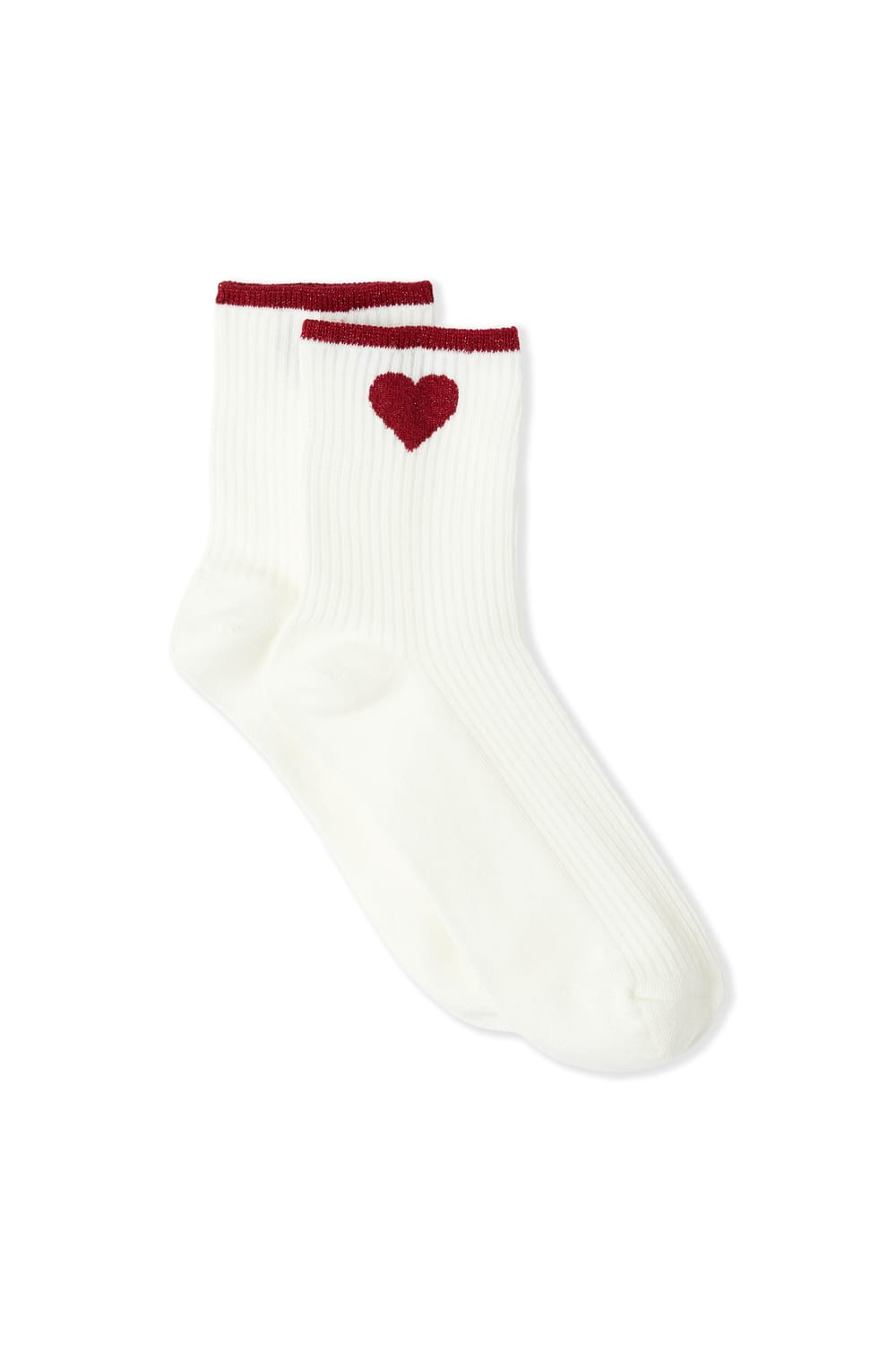 Chaussettes c&ocirc;tel&eacute;es avec coton &agrave; motif c&oelig;ur;${refinementColor}