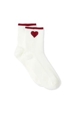 Chaussettes c&ocirc;tel&eacute;es avec coton &agrave; motif c&oelig;ur;${refinementColor}