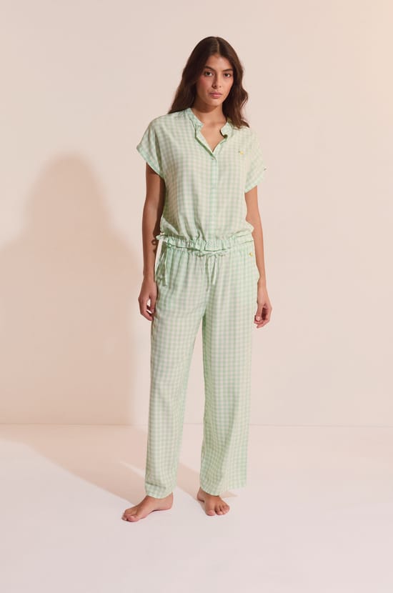 Pantalon &agrave; carreaux avec motif citron;${refinementColor}