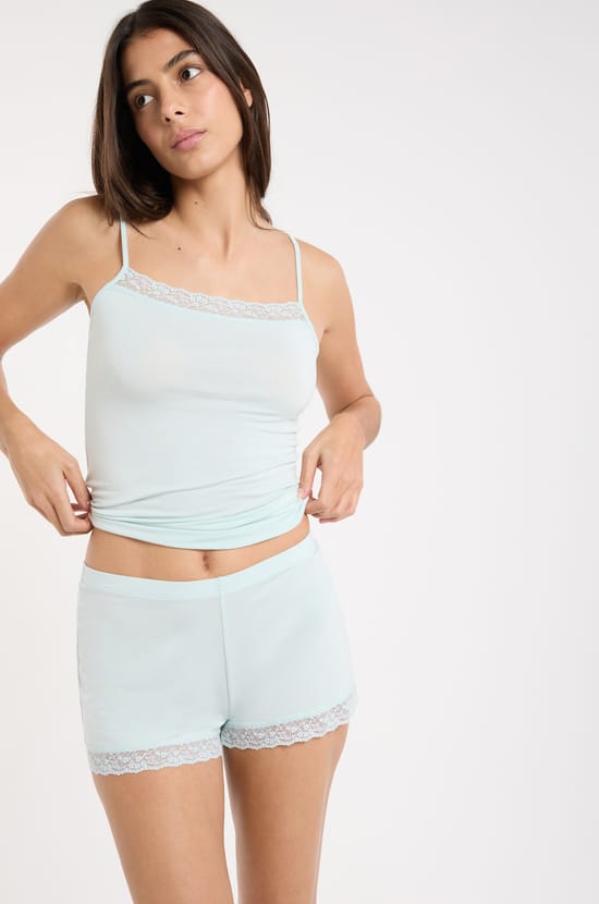 Pyjama Shorts with Lace Details;${refinementColor}