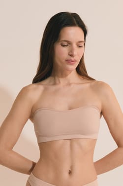 Soutien-gorge bandeau avec bretelles amovibles en coton;${refinementColor}