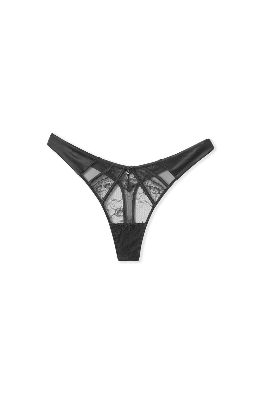 Lace and satin thong;${refinementColor}