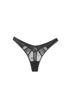 Lace and satin thong;${refinementColor}