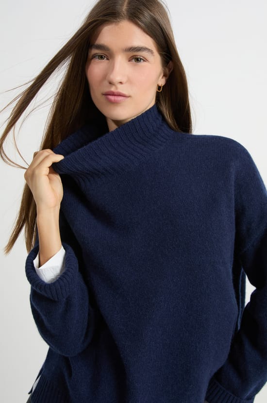 High Neck Cashmere Sweater;${refinementColor}