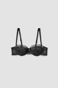 Soutien-gorge push up balconnet en dentelle et satin;${refinementColor}