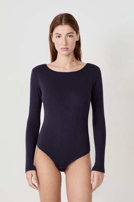 Long-sleeved backless bodysuit;${refinementColor}