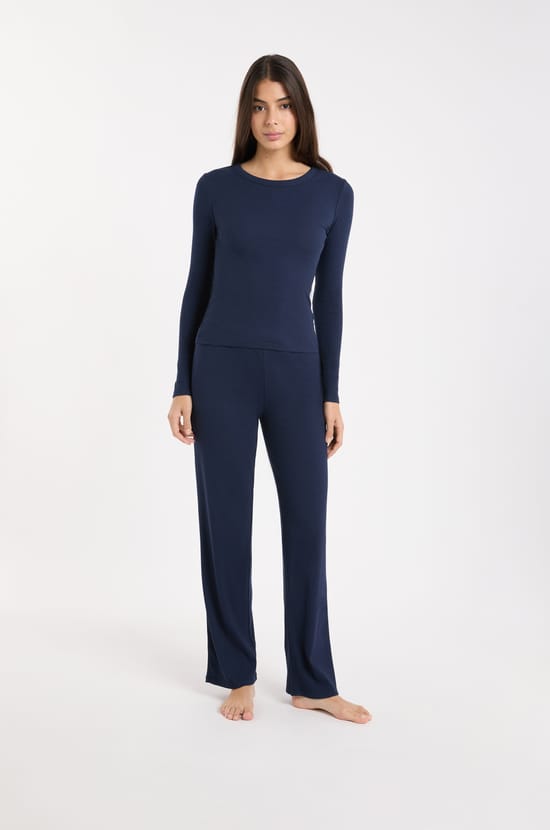 T-shirt de pyjama col rond avec coton;${refinementColor}