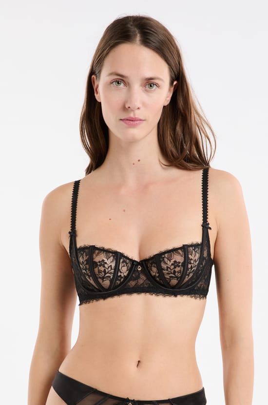 Soutien-gorge corbeille en tulle et satin;${refinementColor}