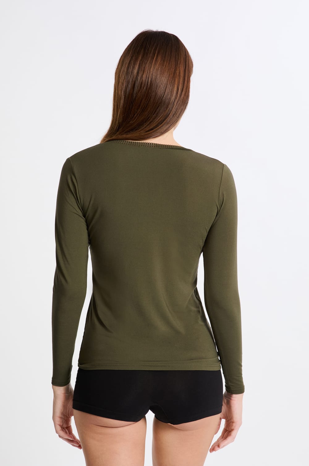 V-neck thermal knit T-shirt;${refinementColor}