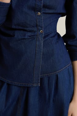 Wrap-style denim shirt;${refinementColor}