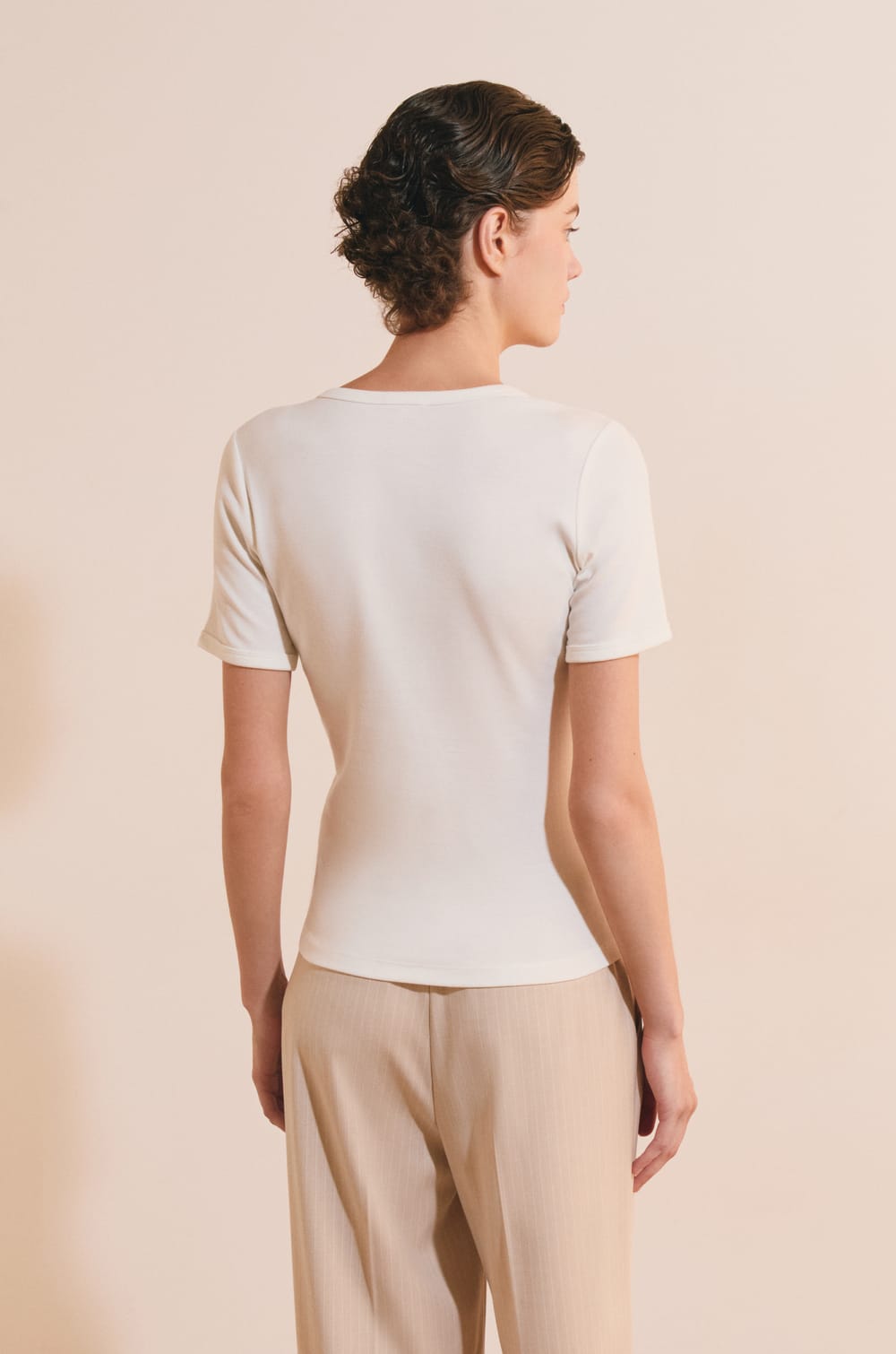 T-shirt manches courtes avec coton modal;${refinementColor}