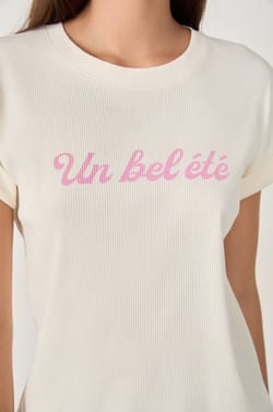 Geribde katoenen pyjama T-shirt;${refinementColor}