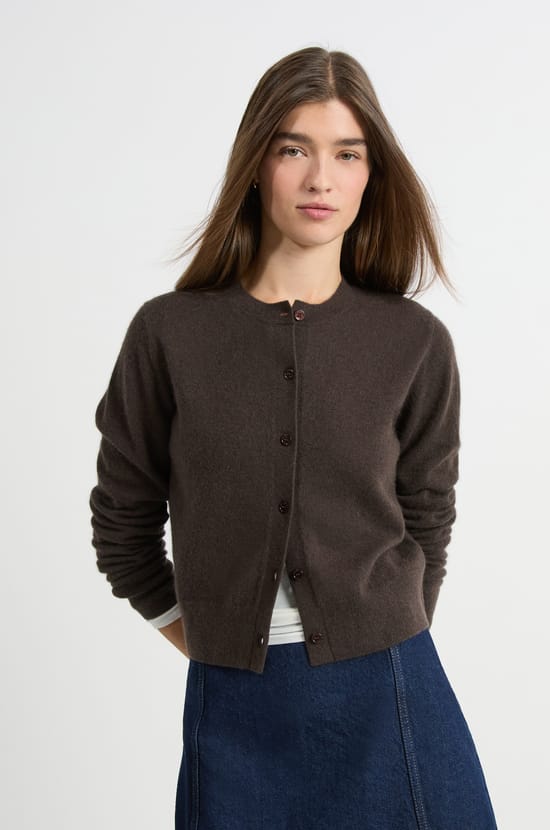 Cashmere cardigan sweater with buttons;${refinementColor}