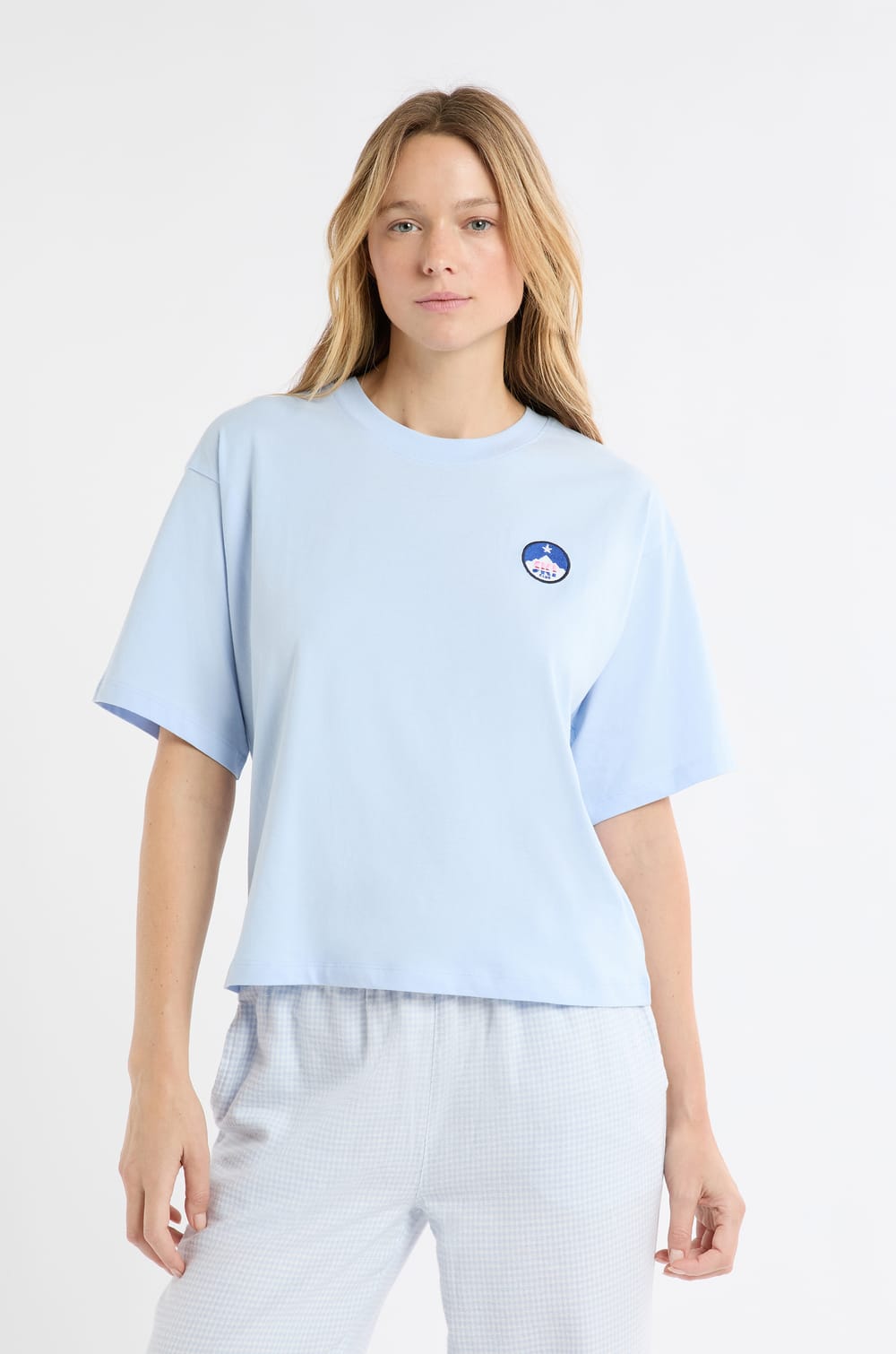 Cotton Pyjama T-shirt with Pattern;${refinementColor}