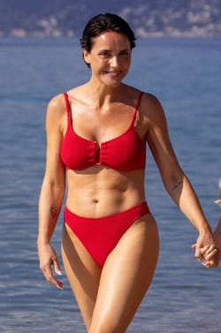 Bikini Top Stretchy Bralette with Metal Jewellery Detail;${refinementColor}