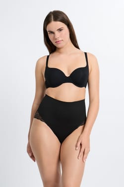 Culotte gainante taille haute détails dentelle - Maintien médium;${refinementColor}