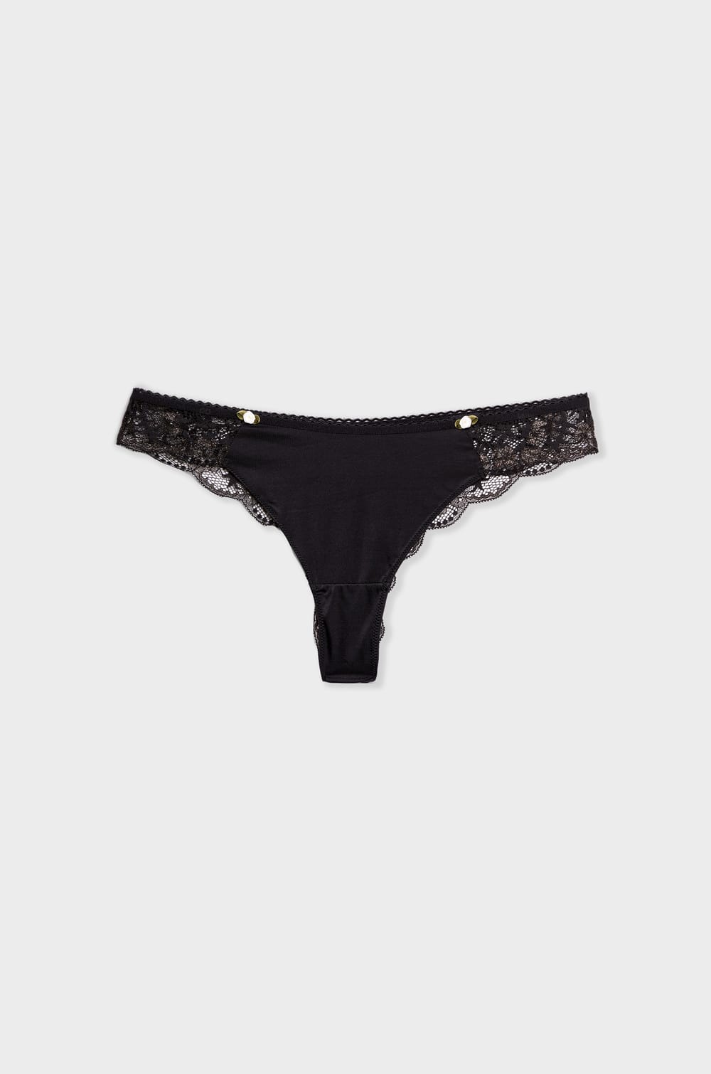 Tanga In Microfiber And Iridescent Lace;${refinementColor}