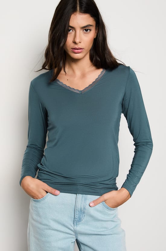 Long-sleeved Thermal Knit T-shirt;${refinementColor}