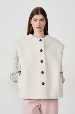 Sleeveless Faux Fur Jacket;${refinementColor}