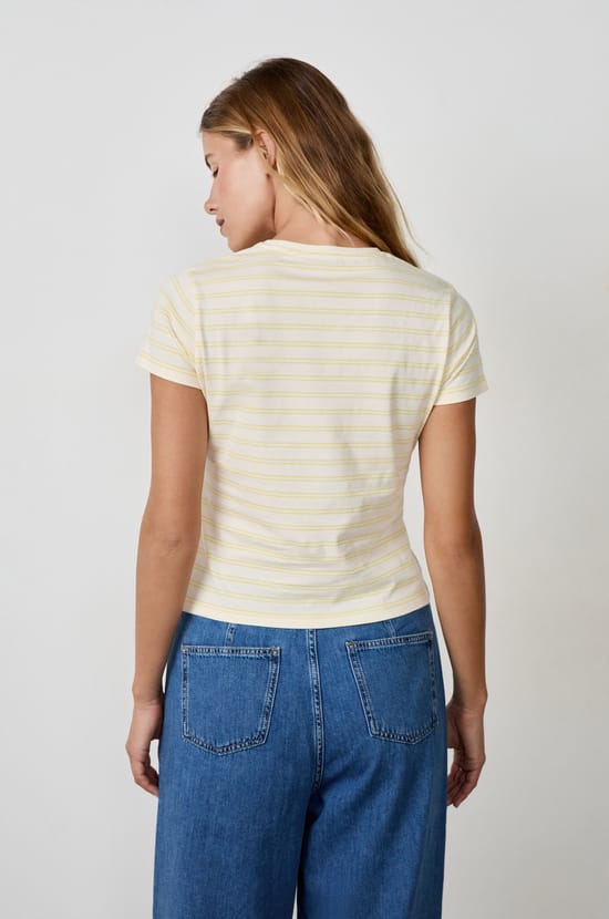 Striped short-sleeved cotton T-shirt;${refinementColor}