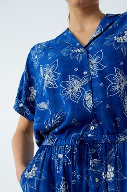 Short-Sleeved Patterned Pajama Shirt;${refinementColor}