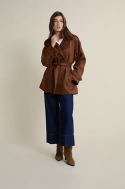 Mid-Length Belted Trench Coat;${refinementColor}