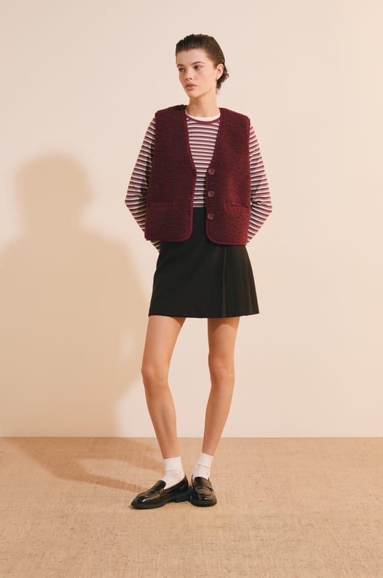 Veste sans manches effet sherpa;${refinementColor}