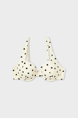 Lightly Lined Balconette Bikini Top with Polka Dots;${refinementColor}