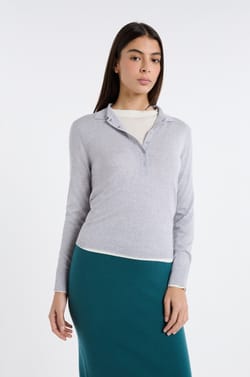 Long-sleeved polo 100% wool;${refinementColor}
